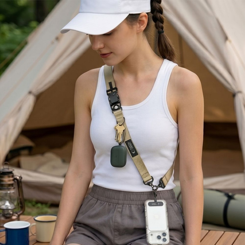 Tech-Protect C9S Rope Crossbody -puhelimen olkahihna, sienna beige