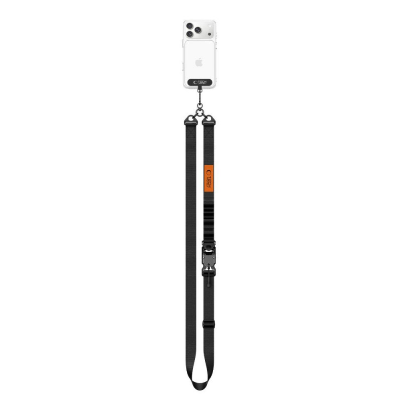 Tech-Protect C9S Rope Crossbody -puhelimen olkahihna, musta/oranssi