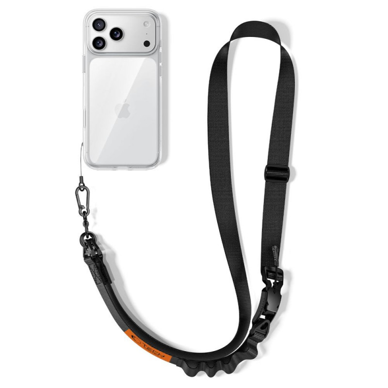 Tech-Protect C9S Rope Crossbody -puhelimen olkahihna, musta/oranssi