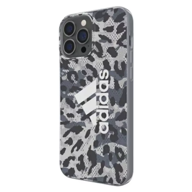 Adidas OR SnapCase Leopard -suojakotelo Apple iPhone 13 Pro Max -puhelimelle, harmaa