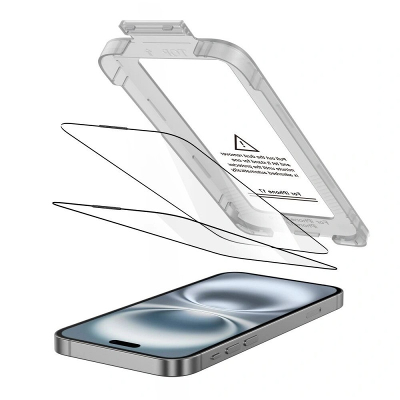 Tech-Protect Quick Set+ THP4498 karkaistu lasinen näytönsuoja Apple iPhone 17:lle, musta (2 kpl)