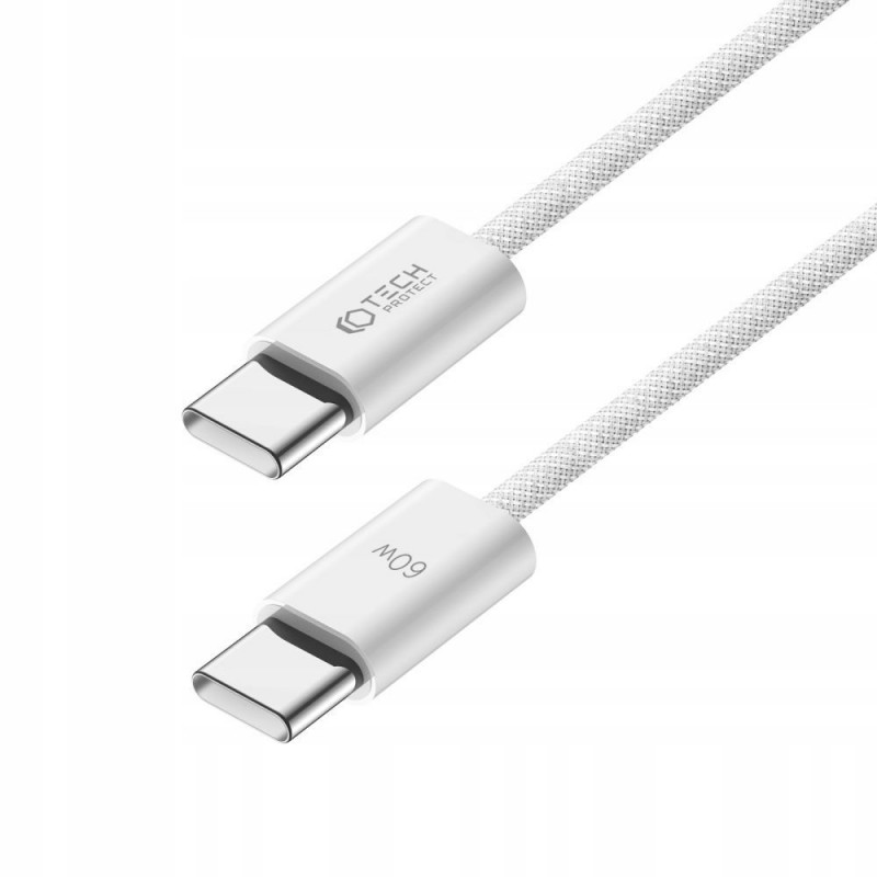 Tech-Protect Ultraboost Classic USB-C / USB-C PD -kaapeli, 60W, 3A, 100 cm, valkoinen