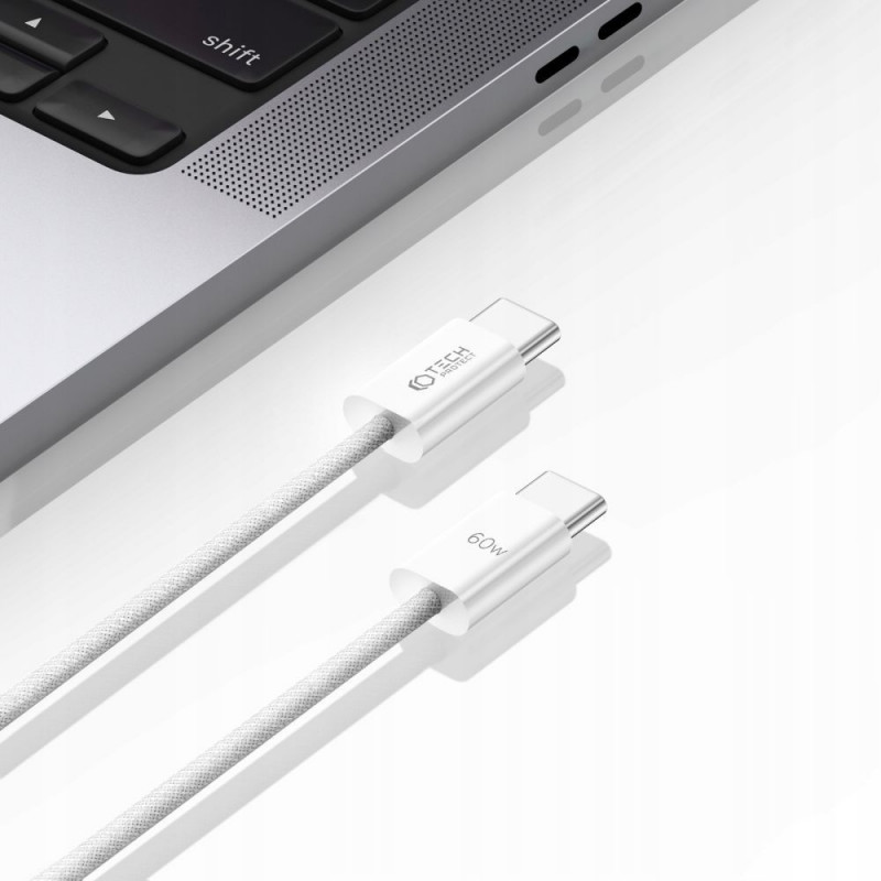 Tech-Protect Ultraboost Classic USB-C / USB-C PD -kaapeli, 60W, 3A, 100 cm, valkoinen