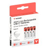 Verbatim 30250 USB-C-ladattavat akut Li-ion AAA 500 mAh (4 kpl)