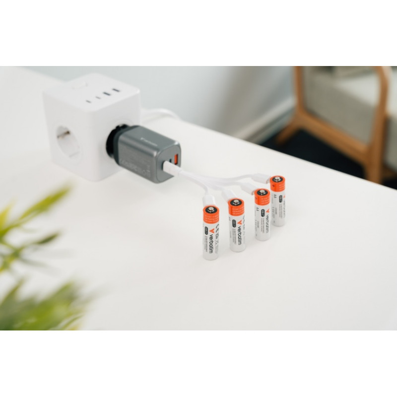Verbatim 30249 USB-C ladattavat akut Li-ion AA 2100 mAh (4 kpl)