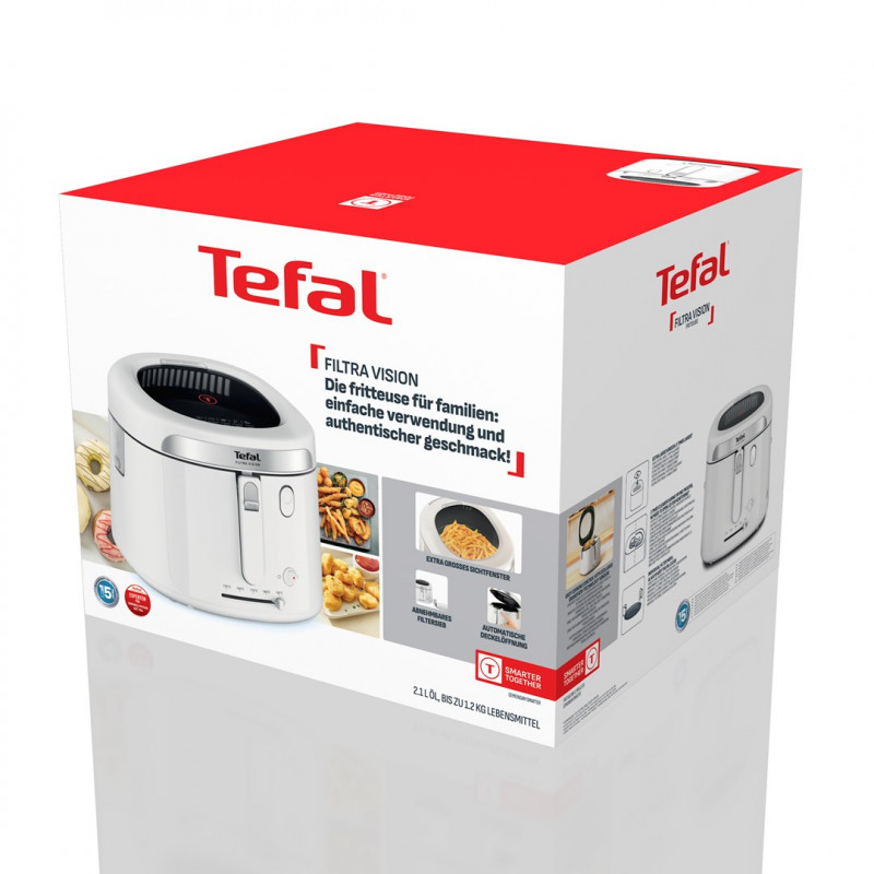 Tefal Filtra Vision FF2541E0 -uppopaistin, 2,1 L, 1900 W, valkoinen