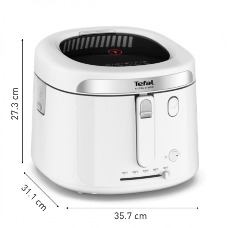 Tefal Filtra Vision FF2541E0 -uppopaistin, 2,1 L, 1900 W, valkoinen