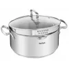 Tefal Duetto+ G7194655 kattila, pyöreä, ruostumaton teräs, 24 cm, lasikansi