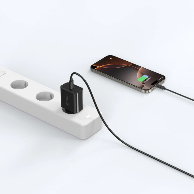 Tech-Protect NC20W USB-C-seinälaturi PD 20W, musta