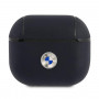 BMW BMA3SSLNA aito nahkainen hopealogoinen suojakotelo Apple AirPods 3 -kuulokkeille, navy