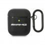 Mercedes-AMG AMA2SLWK Leather Big Logo -nahkakotelo Apple AirPods 1/2 -kuulokkeille, musta