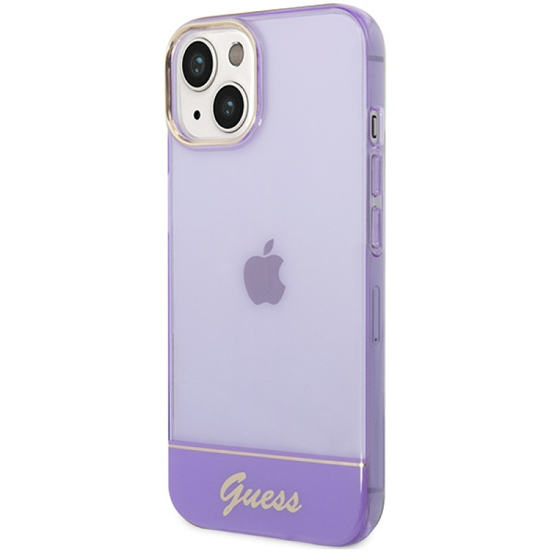 Guess GUHCP14SHGCOU Läpinäkyvä hardcase Apple iPhone 14 / 15 / 13 6.1 inch -puhelimelle, violetti
