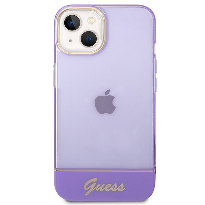 Guess GUHCP14SHGCOU Läpinäkyvä hardcase Apple iPhone 14 / 15 / 13 6.1 inch -puhelimelle, violetti