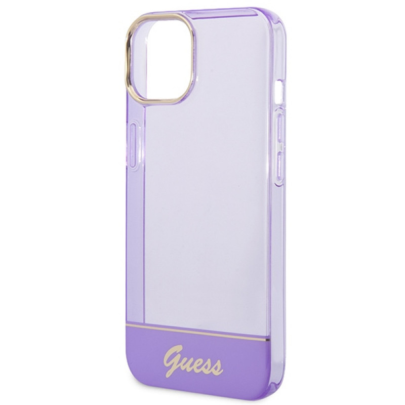 Guess GUHCP14SHGCOU Läpinäkyvä hardcase Apple iPhone 14 / 15 / 13 6.1 inch -puhelimelle, violetti