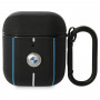 BMW BMA222RVSK Leather Color Lines -nahkakotelo Apple AirPods 1/2 -kuulokkeille, musta