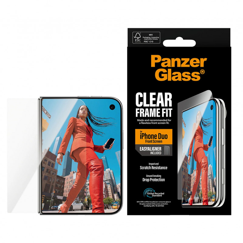 PanzerGlass etunäytönsuojakalvo iPhone Duo -puhelimeen EasyAligner-telineellä, läpinäkyvä