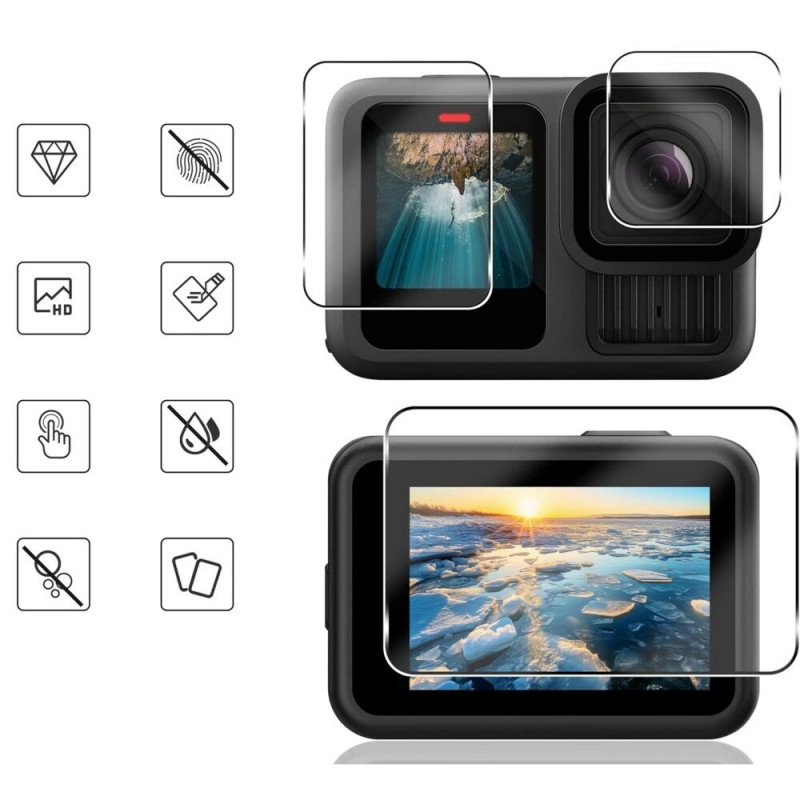 Tech-Protect Glass Fit+ karkaistu lasi GoPro Hero 13 -kameraan (2 kpl), kirkas