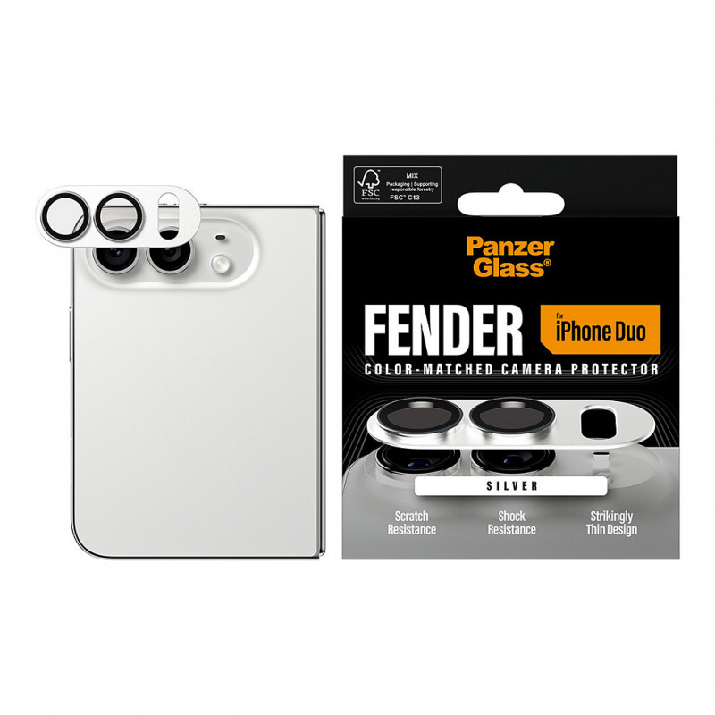 PanzerGlass Fender -kameransuojus iPhone Duo -puhelimelle, valkoinen