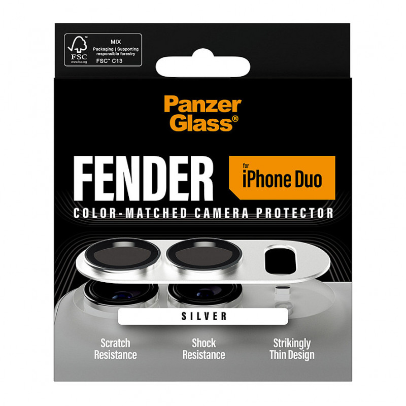 PanzerGlass Fender -kameransuojus iPhone Duo -puhelimelle, valkoinen