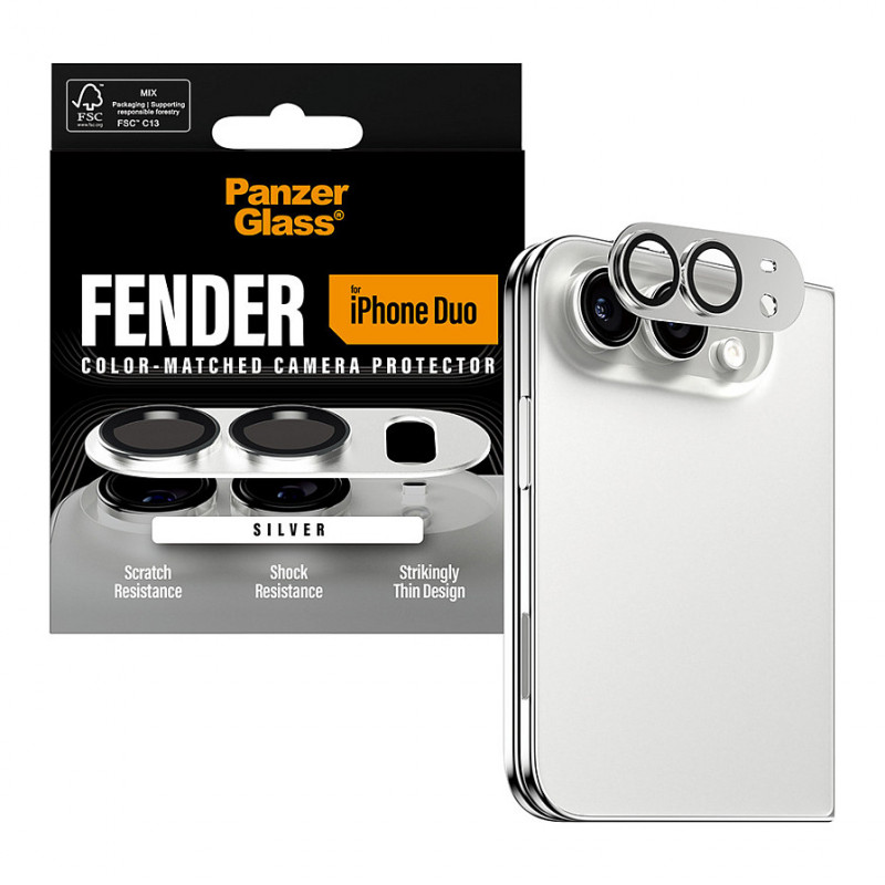 PanzerGlass Fender -kameransuojus iPhone Duo -puhelimelle, valkoinen