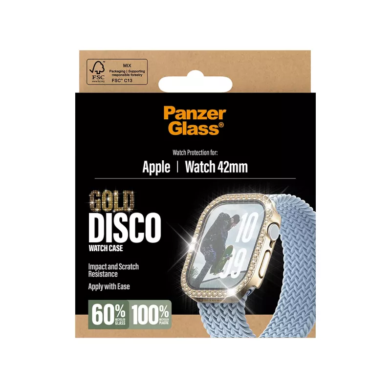 PanzerGlass Fullbody-näytönsuojus Apple Watch 2025 42 mm:lle, Disco Gold (PG88079)