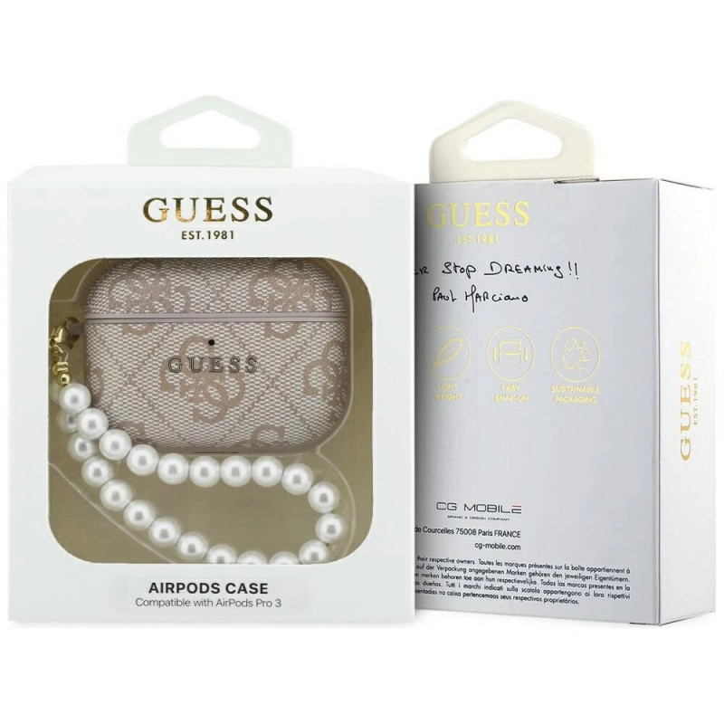 Guess 4G Pearl Strap -kotelo Apple AirPods Pro 3 -kuulokkeille, pinkki