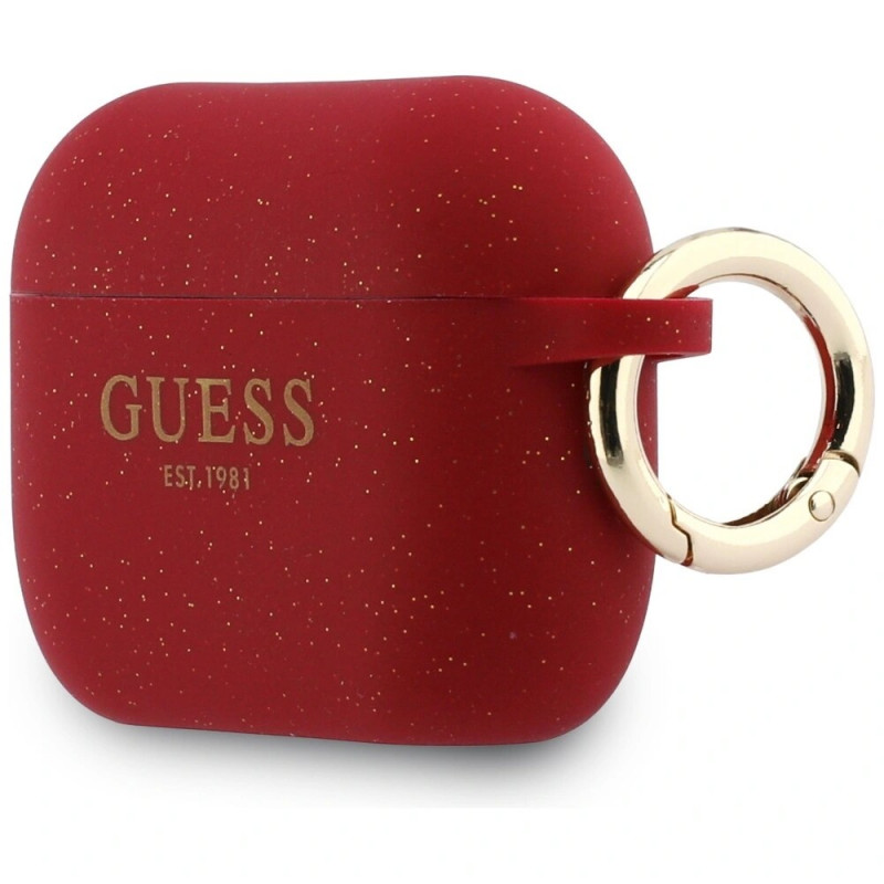 Guess silikoninen Glitter Ring -suojakotelo Apple AirPods Pro 3 -kuulokkeille, fuksia