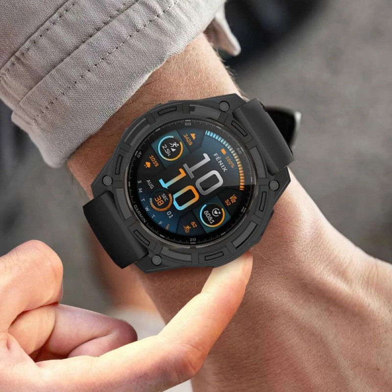 Tech-Protect Defense Air -suojakotelo Garmin Fenix 7 / 7 Pro -kelloille, musta
