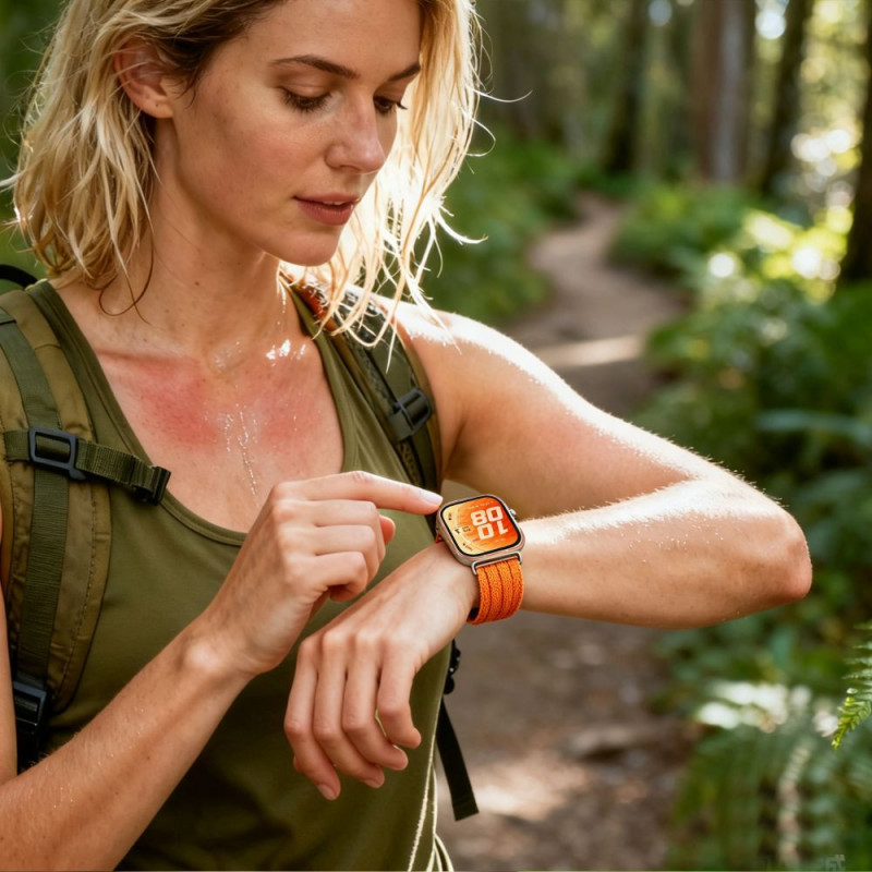 Tech-Protect nailonranneke Huawei Watch Fit 3 / 4 / 4 Pro / 5 / 5 Pro -kelloille, oranssi