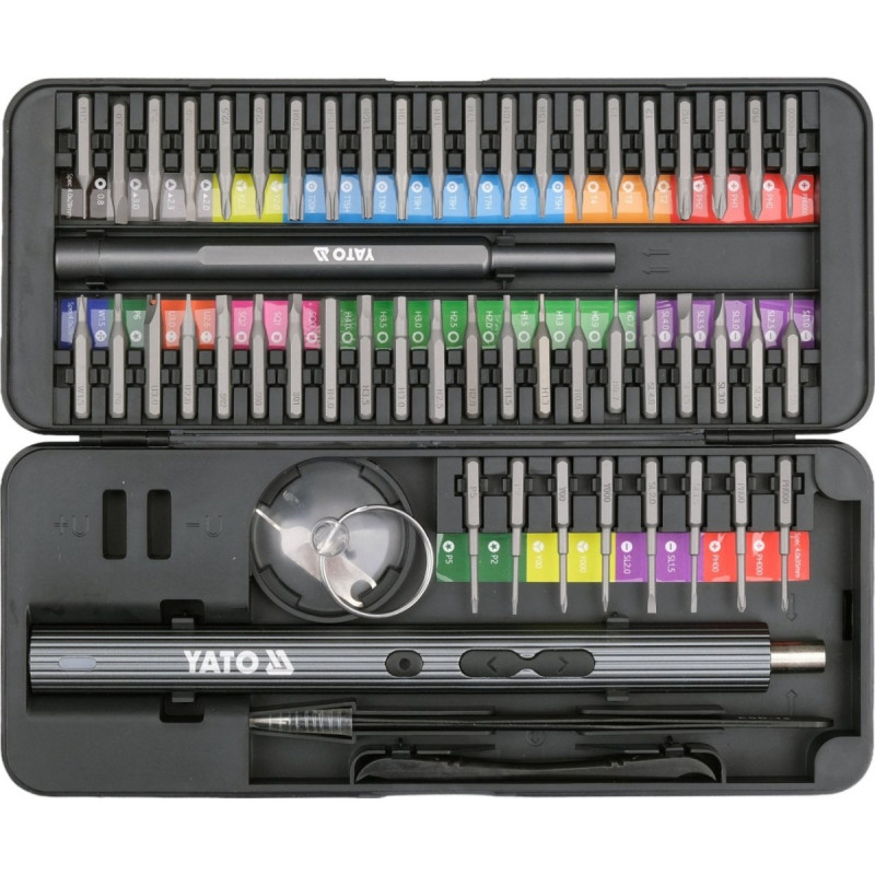 YATO YT-25770 ruuvimeisselisarja kärjillä, 3.7 V, 56 kpl