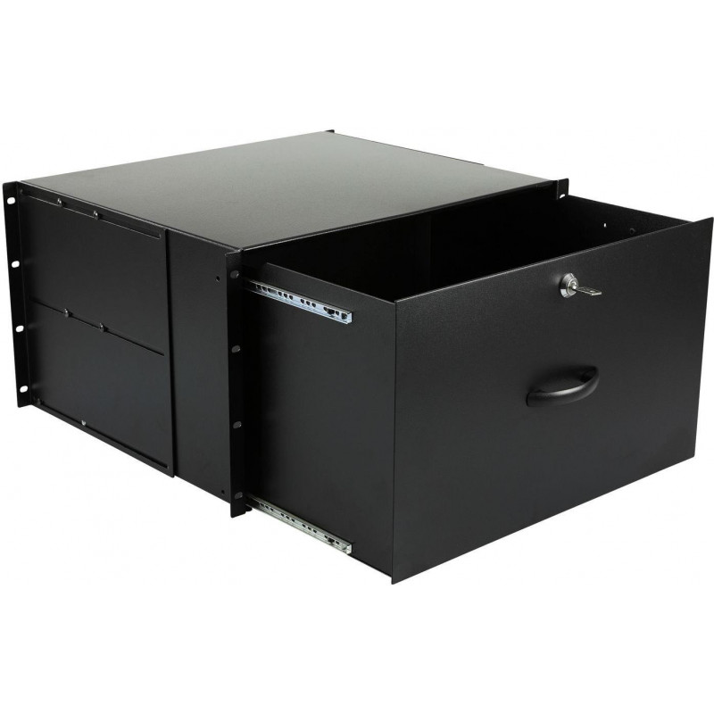Lanview RAD115BL -telinevaruste, 6U, 19-inch, soikea, 482 mm, 50 kg, musta