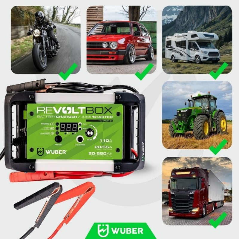 Wuber W14015 automaattinen auton akkulaturi ja käynnistysapu, 110 A