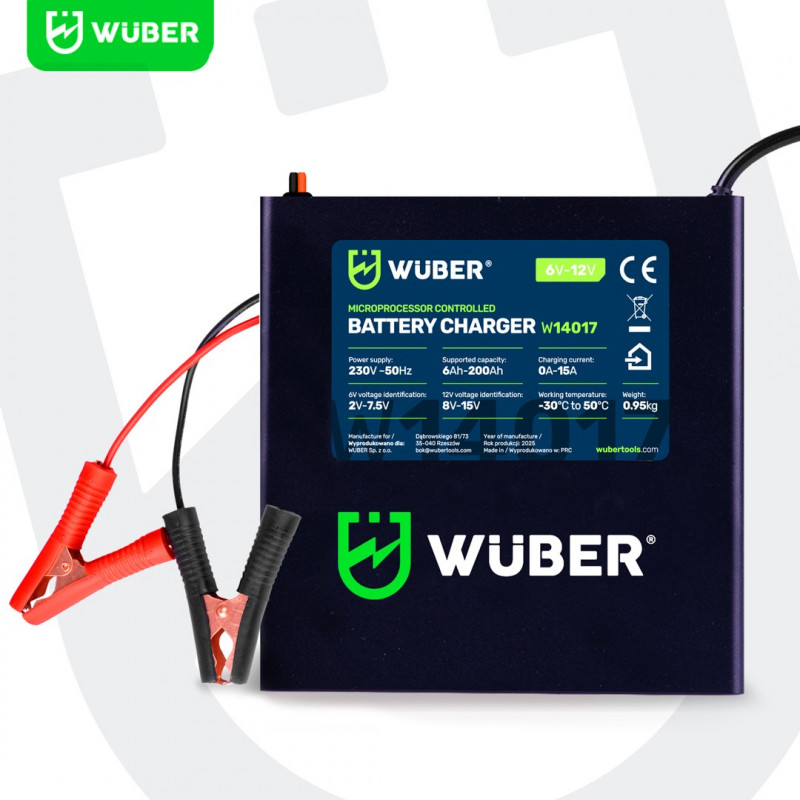 Wuber W14017 mikroprosessoriohjattu akkulaturi, 6-12 V, 15 A