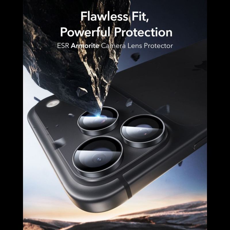 ESR Armorite -kameransuojus Apple iPhone 18 Pro / 18 Pro Max -puhelimelle, musta, 2 kpl pakkaus