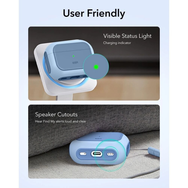 ESR Orbit HaloLock MagSafe -suojakotelo Apple AirPods Pro 3 -kuulokkeille, vaaleansininen