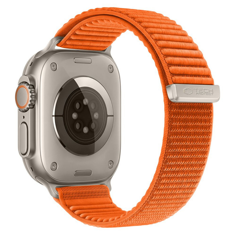Tech-Protect Nylonloop Apple Watch 8 / 9 / 10 / 11 / 12 / SE / Ultra 44/45/46/49 mm -kellonranneke, oranssi