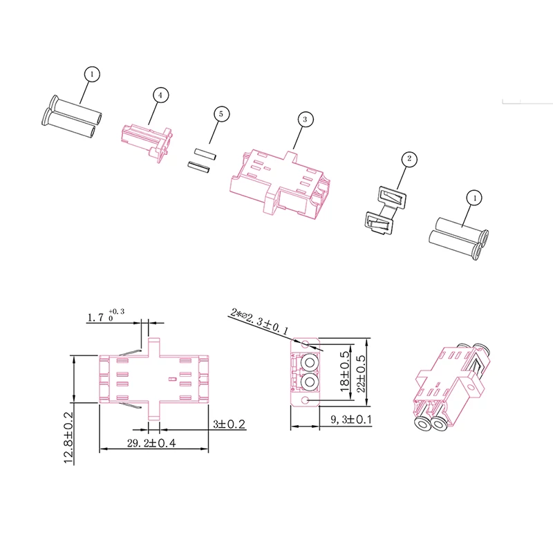 LogiLink FA02LC8 Kuituadapteri LC Duplex, 12 kpl, laipalla, violetti