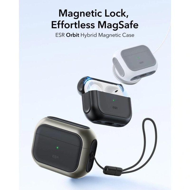 ESR Orbit HaloLock MagSafe -suojakotelo Apple AirPods Pro 3 -kuulokkeille, titaani
