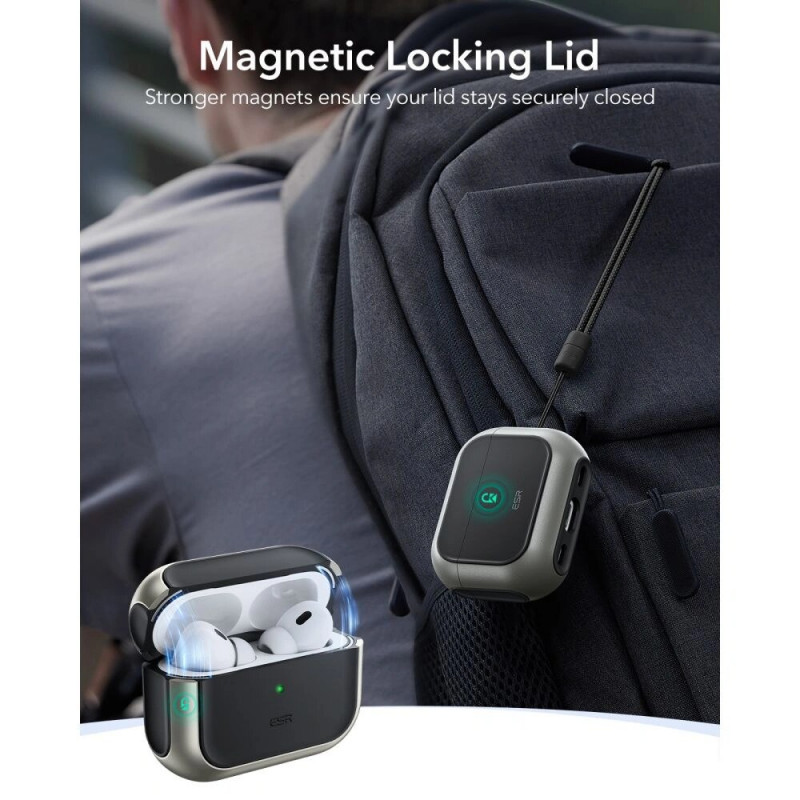 ESR Orbit HaloLock MagSafe -suojakotelo Apple AirPods Pro 3 -kuulokkeille, titaani