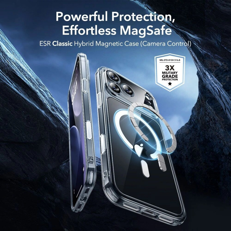 ESR Classic Hybrid MagSafe -kuori karkaistulla lasilla Apple iPhone 17 Pro Max -puhelimelle, kirkas