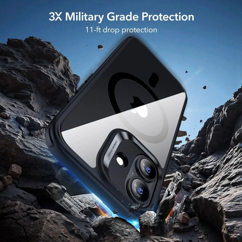 ESR Classic Hybrid MagSafe -suojakotelo karkaistulla lasilla Apple iPhone 17:lle, kirkas/musta