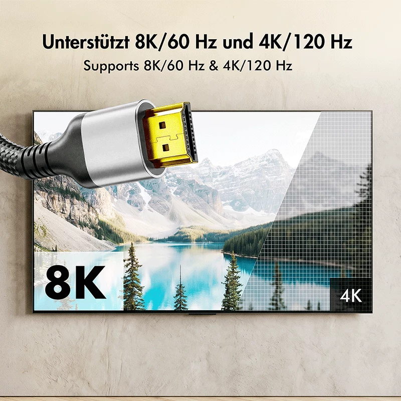 LogiLink CH0122 HDMI-kaapeli, A/M–A/M, 8K/60 Hz, 48 Gbps, metalli, nailon, musta/harmaa, 2 m