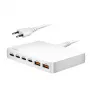 LogiLink PA0418 USB-A/C-pöytälaturi, 100 W, GaN, 6 porttia, 2x USB-A (QC), 4x USB-C (PD), valkoinen