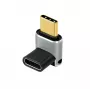LogiLink AU0063 USB 4 Type-C -adapteri 90° U/D, C/M–C/F, 40 Gbps, 240 W, 8K/60 Hz, metalli, hopea