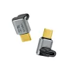 LogiLink AU0063 USB 4 Type-C -adapteri 90° U/D, C/M–C/F, 40 Gbps, 240 W, 8K/60 Hz, metalli, hopea