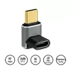 LogiLink AU0063 USB 4 Type-C -adapteri 90° U/D, C/M–C/F, 40 Gbps, 240 W, 8K/60 Hz, metalli, hopea
