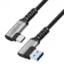 LogiLink CU0472 USB 3.2 Gen1 Type-C -kaapeli, A/M 90° - C/M 90°, 5 Gbps, 60W, metalli, hopea/musta, 1,5 m