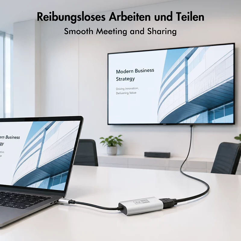 LogiLink CUA0115 USB 3.2 Gen1 Type-C -adapteri, C/M–HDMI-A/F, 4K/60 Hz, metalli, musta/hopea, 0,15 m
