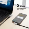 LogiLink CU0473 USB 3.2 Gen1 Type-C -kaapeli, A/M 90° - C/M 90°, 5 Gbps, 60 W, metalli, hopea/musta, 2 m