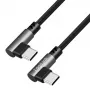 LogiLink CU0463 USB 2.0 Type-C -kaapeli, C/M 90° - C/M 90°, 480 Mbps, 100W, metalli, hopea/musta, 3 m
